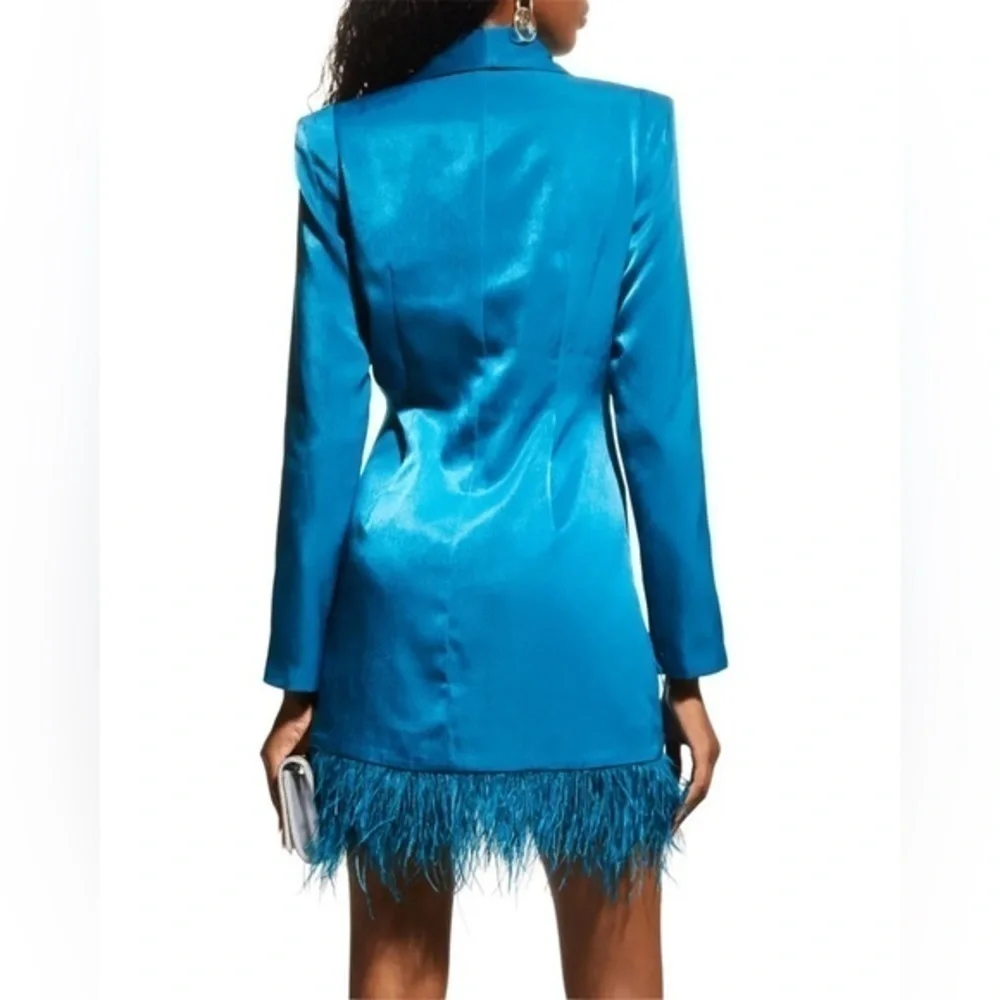 Aidan By Aidan Mattox Feather-Hem Tuxedo Dress Size 12 - Picture 7 of 10